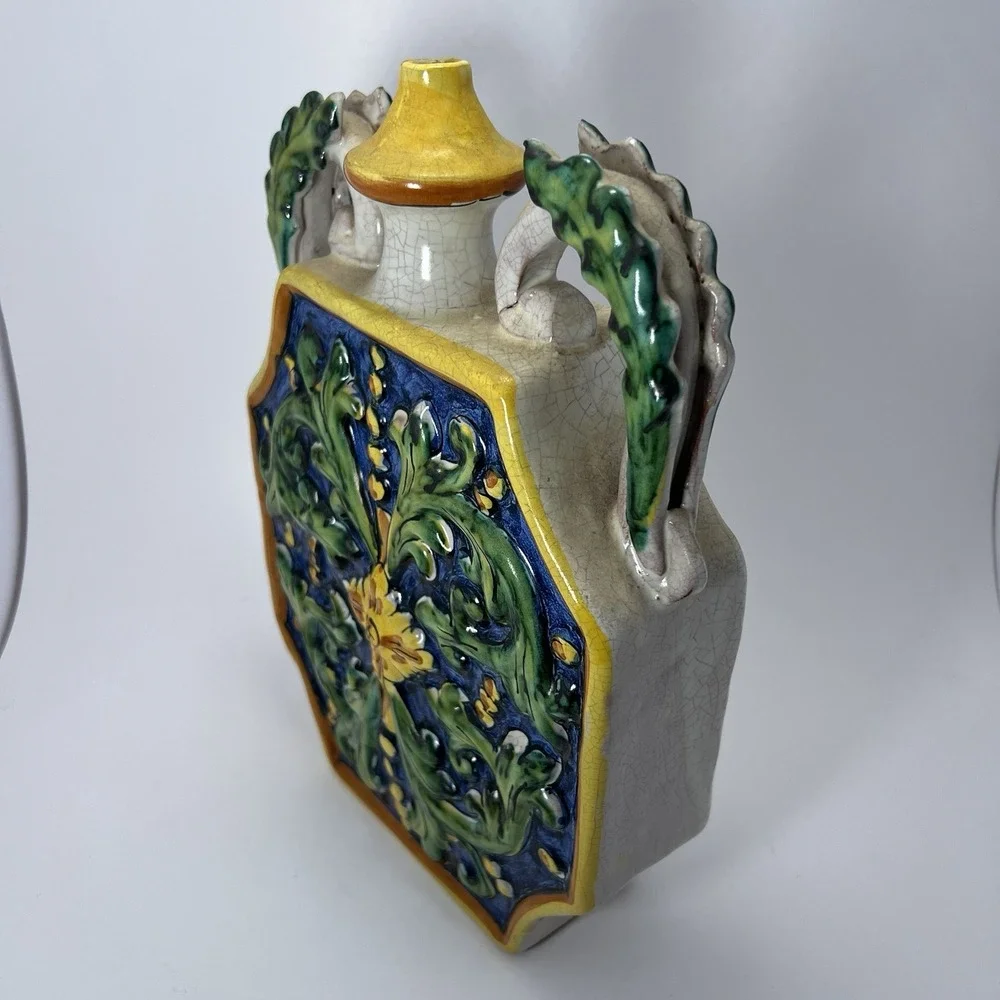 Borraccia Fiasco Ceramic Caltagirone Bottle Vase Italy Handmade